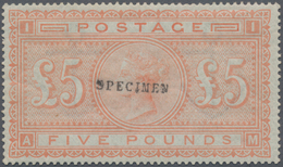 Großbritannien: 1882 QV £5 Orange On White Paper, Wmk Anchor, Overprinted "SPECIMEN" In Type 9, Mint - Other & Unclassified