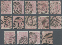 Großbritannien: 1876/1879, QV 2½d. Rosy Mauve With Wmk. Orb 14 Singles With Different Plate Numbers - Autres & Non Classés