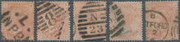 Großbritannien: 1876, QV 4d. Vermilion With Wmk. Large Garter Plate 15 Five Singles Lettered 'IE', ' - Other & Unclassified