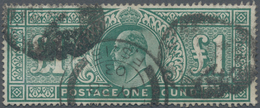 Großbritannien: 1902, KEVII Definitive £1 Dull Blue-green With Wmk. Three Crowns With Three Part And - Autres & Non Classés