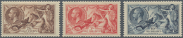 Großbritannien: 1934, Seahorses Re-engraved, 2s.6d. Chocolate-brown, 5s. Rose-red And 10s. Indigo, C - Other & Unclassified