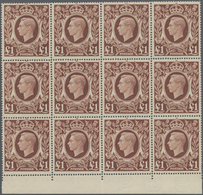 Großbritannien: 1948, KGVI Definitive £1 Brown Block Of Twelve From Lower Margin (folded), Mint Neve - Andere & Zonder Classificatie