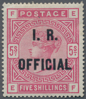 Großbritannien - Dienstmarken: 1890, I.R.OFFICIAL, QV 5s. Rose, Fresh Colour And Normally Perforated - Officials