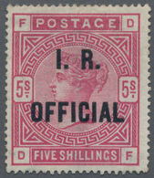 Großbritannien - Dienstmarken: 1890, Inland Revenue, QV 5s. Rose, Fresh Colour And Normally Perforat - Oficiales