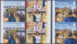 Großbritannien - Guernsey: 2005, Events In WWII Complete Set Of Five In Vertical IMPERFORATE Pairs F - Guernesey