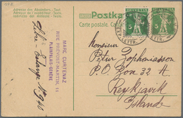 Island: 1910 Swiss Postal Stationery Card 5c. 'Tell', Uprated Similar 5c., Used From Geneve To REYKJ - Autres & Non Classés