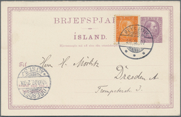 Island - Ganzsachen: 1902 Postal Stationery Double Card 8+8a. Brown-lilac As Well As Single Card 8a. - Interi Postali