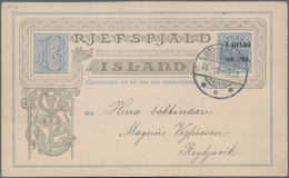 Island - Ganzsachen: 1903, 1 Gildi On 5 Aur Blue Postal Stationery Postcard With Additional Print On - Interi Postali