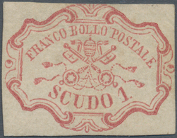 Italien - Altitalienische Staaten: Kirchenstaat: 1852, 1 Sc Rose-carmine Mint With Original Gum, The - Kirchenstaaten