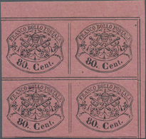 Italien - Altitalienische Staaten: Kirchenstaat: 1867, 80 C Black On Pink In Block Of 4 From Right U - Papal States