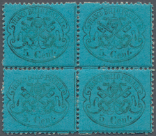 Italien - Altitalienische Staaten: Kirchenstaat: 1868, 5 C Blue Block Of Four Mint Never Hinged, The - Etats Pontificaux