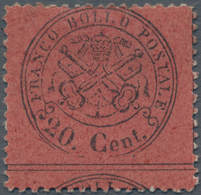 Italien - Altitalienische Staaten: Kirchenstaat: 1868, 20 Cent. Black On Red-brown Unused With Origi - Estados Pontificados