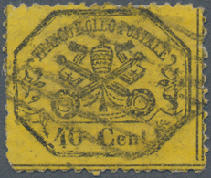 Italien - Altitalienische Staaten: Kirchenstaat: 1868, 40 Cent. Black On Orange Yellow, (Scott 24b), - Stato Pontificio