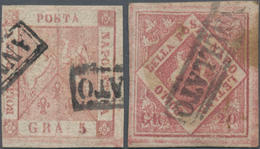 Italien - Altitalienische Staaten: Neapel: 1859. 5 Gr Brownish Rose And 20 Gr Dark Brownisch Rose, B - Nápoles