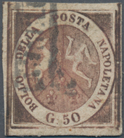 Italien - Altitalienische Staaten: Neapel: 1858, 50 Gr Brown-pink Tied By Frame Cancel, The Stamp Ha - Napels