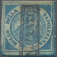 Italien - Altitalienische Staaten: Neapel: 1860, 1/2 T Blue Tied By Frame Cancel "Annullatto", Small - Neapel