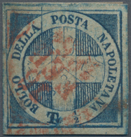 Italien - Altitalienische Staaten: Neapel: 1860, 1/2 T Dark Blue Tied By Red Circular Date Cancel, T - Neapel
