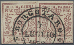 Italien - Altitalienische Staaten: Parma: 1857, 25 C Brown Horizontal Pair Clean And Centrically Can - Parma