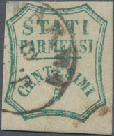 Italien - Altitalienische Staaten: Parma: 1859, 5 C Blue-green Tied By Circle Cancel PARMA, The Stam - Parme