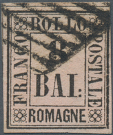 Italien - Altitalienische Staaten: Romagna: 1859, 8 Baj Black On Rose Tied By Pontifical Grill Cance - Romagne