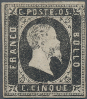 Italien - Altitalienische Staaten: Sardinien: 1851, 5 C Black Mint With Original Gum, The Stamp Has - Sardaigne