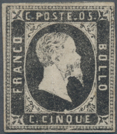 Italien - Altitalienische Staaten: Sardinien: 1851, 5 C Black Mint With Original Gum, The Stamp Has - Sardinien