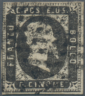 Italien - Altitalienische Staaten: Sardinien: 1851, 5 C Grey-black Tied By Dotted Lozenge Cancel, Th - Sardinië