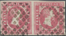 Italien - Altitalienische Staaten: Sardinien: 1851, 40c. Rose, Horizontal Pair Of Fresh Colour And F - Sardaigne