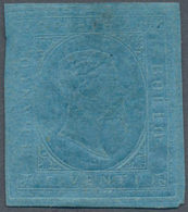 Italien - Altitalienische Staaten: Sardinien: 1853, 20 C Blue Unused With Original Gum, All Sides Fu - Sardaigne