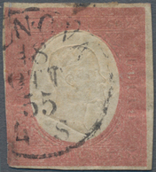 Italien - Altitalienische Staaten: Sardinien: 1854, 40 C Vermillion Cancelled With Circle Postmark, - Sardaigne