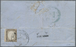 Italien - Altitalienische Staaten: Sardinien: 1855, 10 C Dark Olive-brown With Inverted Centre Piece - Sardegna