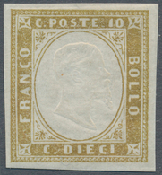 Italien - Altitalienische Staaten: Sardinien: 1858, 10c. Bright Olive-brown, Fresh Colour, Full Marg - Sardinia