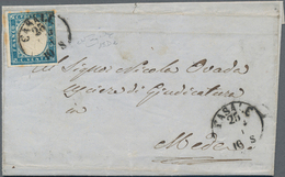 Italien - Altitalienische Staaten: Sardinien: 1861, 20 C Blue EF Tied By Circle Cancel CASALE On Com - Sardinië