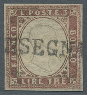 Italien - Altitalienische Staaten: Sardinien: 1861, 3 Lire Rame Scuro, 3 Lire Dar Copper Brown, Smal - Sardaigne