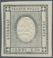 Italien - Altitalienische Staaten: Sardinien: 1861, 1 C Grey With Embossing Error "2" Instead Of 1, - Sardaigne