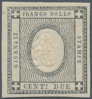 Italien - Altitalienische Staaten: Sardinien: 1861, 2 C Grey With Embossing Error "1" Instead Of 2, - Sardaigne