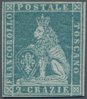 Italien - Altitalienische Staaten: Toscana: 1851, 2 Cr Blue Mint With Original Gum And A Rest Of Hin - Toscane