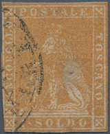 Italien - Altitalienische Staaten: Toscana: 1857, 1 So Ochre Tied By Circle Cancel, The Stamp Is Par - Toscane