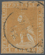 Italien - Altitalienische Staaten: Toscana: 1857, 1 So Yellow Cancelled With Circle Postmark, All Si - Toscane