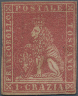 Italien - Altitalienische Staaten: Toscana: 1857, 1 Cr Carmine-red Unused With Original Gum And A Sm - Toskana