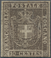 Italien - Altitalienische Staaten: Toscana: 1860, 10 Cent. Brown Mint With Original Gum, The Stamp H - Toskana