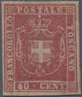 Italien - Altitalienische Staaten: Toscana: 1860, 40 Cent. Carmine Unused With Original Gum, Fresh C - Toscana