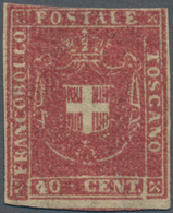 Italien - Altitalienische Staaten: Toscana: 1860, 40 C Carmine Mint With Full Original Gum And A Res - Tuscany