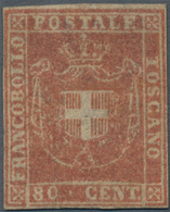 Italien - Altitalienische Staaten: Toscana: 1860, 80 Cent. Brownish Red Unused With Original Gum, Fr - Toscana