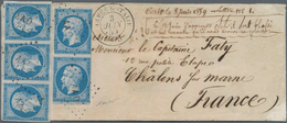 Italien: 1859: Small Cover From The French ARMÈE D'ITALIE Sent To Chalons-sur-Marne Franked By Frenc - Marcofilía