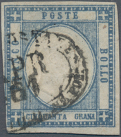 Italien: 1861, 50 Gr Slate-grey Tied By Oval Cancel "UFFICIO POSTALE DEL PORTO DI NAPOLI", The Stamp - Marcophilia