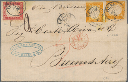 Italien: 1862, 40 C Carmine Mixed Franking With 2 Items SARDINIA 80 C Brown-orange Tied By Circle Ca - Marcophilia