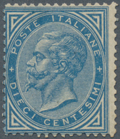 Italien: 1877, 10 C Blue Mint With Original Gum And A Rest Of Hinge, The Stamp Is Well Perforated, C - Poststempel