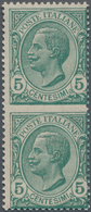 Italien: 1906, Victor Emanuel III. 5c. Green Vertical Pair IMPERFORATE BETWEEN, Mint Lightly Hinged - Marcophilia