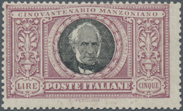 Italien: 1923, 5 Lire Manzoni Mint Never Hinged, Signed And Foto-cert. Diena (Sassone 2.500.-) ÷ 192 - Marcophilia